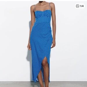 ZARA POLKA DOT MIDI DRESS